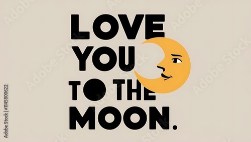 Love You To The Moon A Romantic Moon Face Design photo