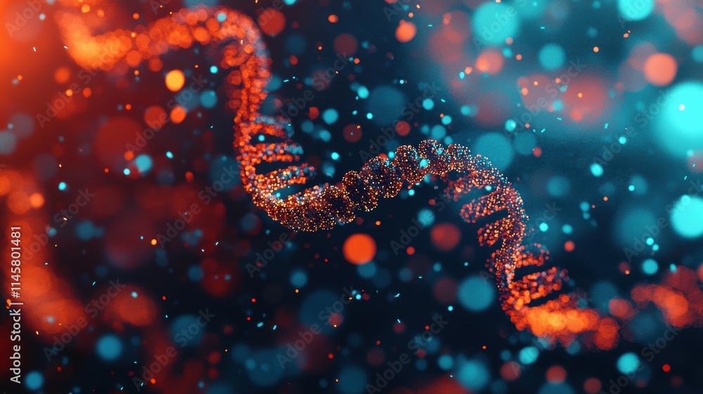 Abstract Representation of DNA Helix with Colorful Bokeh Background Abstract Representation of DNA Helix with Colorful Bokeh Background