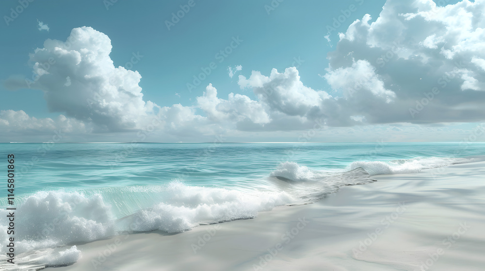 Aerial view of sandy beach and ocean with waves Aerial view of sandy beach and ocean with waves