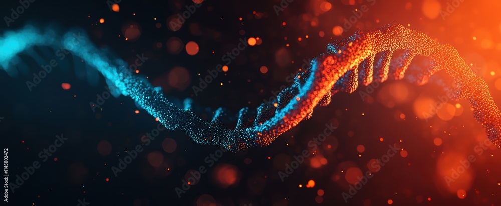 Abstract Digital Render of Colorful DNA Strand in Vibrant Light Abstract Digital Render of Colorful DNA Strand in Vibrant Light