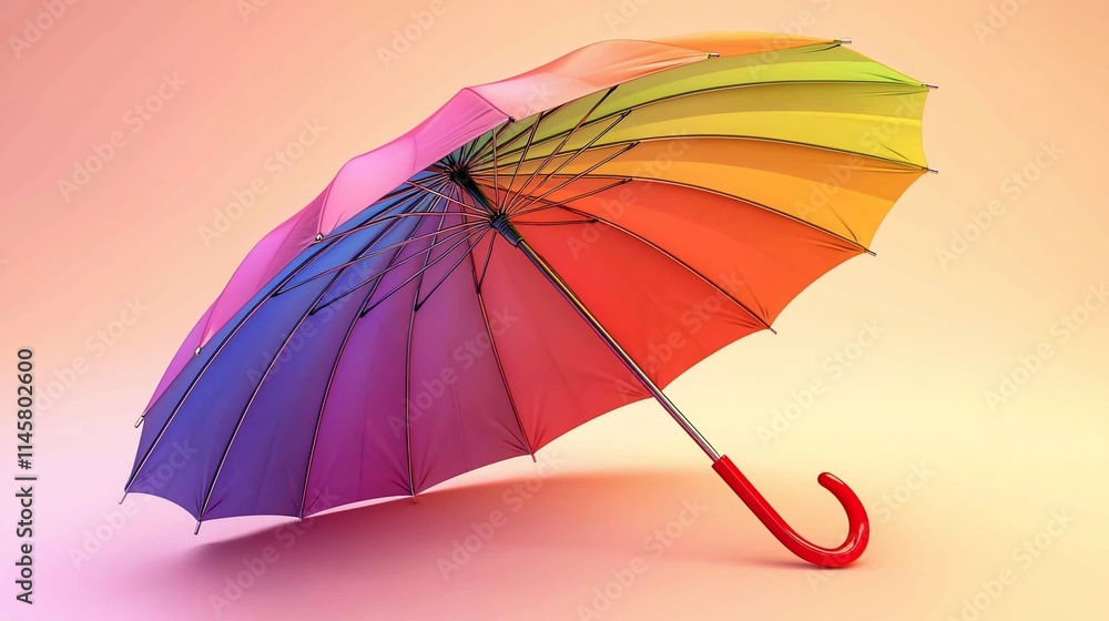 Colorful rainbow umbrella on pastel background. (2) Colorful rainbow umbrella on pastel background. (2)