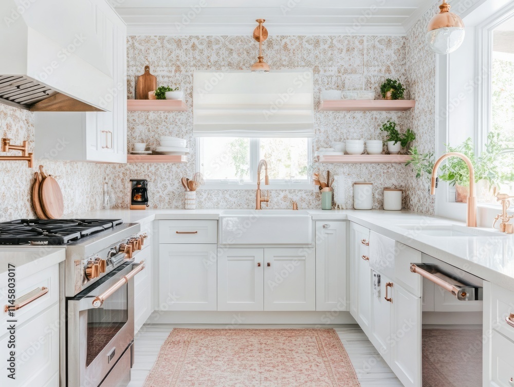 Stylish White Kitchen Decor Rose Gold Accents Stylish White Kitchen Decor Rose Gold Accents