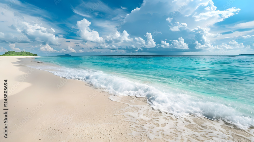Aerial view of sandy beach and ocean with waves Aerial view of sandy beach and ocean with waves
