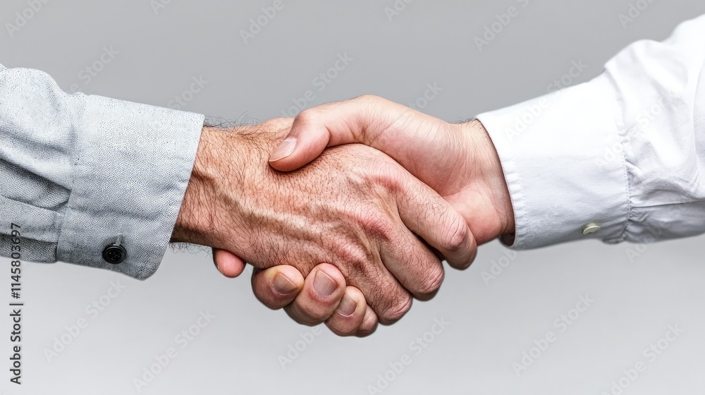 Close-up of two men shaking hands, signifying agreement and partnership. Close-up of two men shaking hands, signifying agreement and partnership.