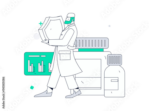 Medical characters fighting the epidemic flat vector concept operation hand drawn illustration
