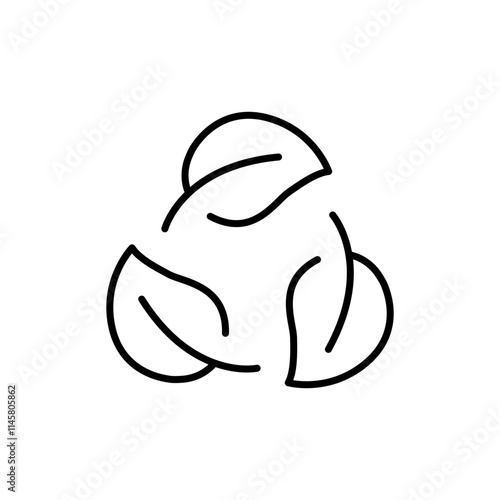 Recyclable icon. Simple outline style. Biodegradable recyclable plastic free package, circle leaf, eco, friendly material concept. Thin line symbol. Vector illustration isolated.