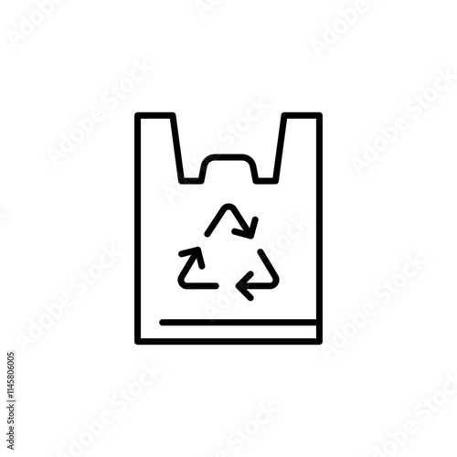 Recyclable bag icon. Simple outline style. Plastic bag with recycle sign, eco, garbage, reuse, pollution, life, environment concept. Thin line symbol. Vector illustration isolated.