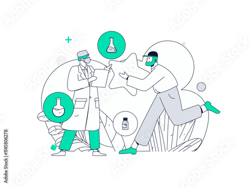 Medical characters fighting the epidemic flat vector concept operation hand drawn illustration
