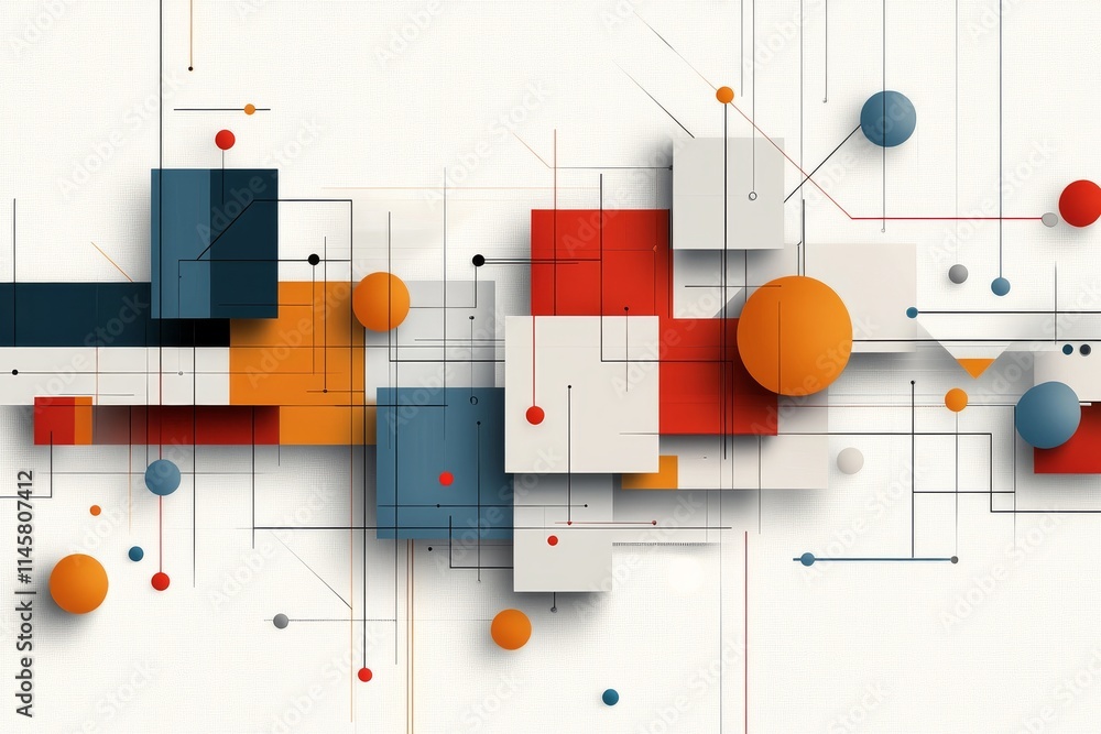 Modern abstract design featuring colorful geometric shapes on a light background Modern abstract design featuring colorful geometric shapes on a light background