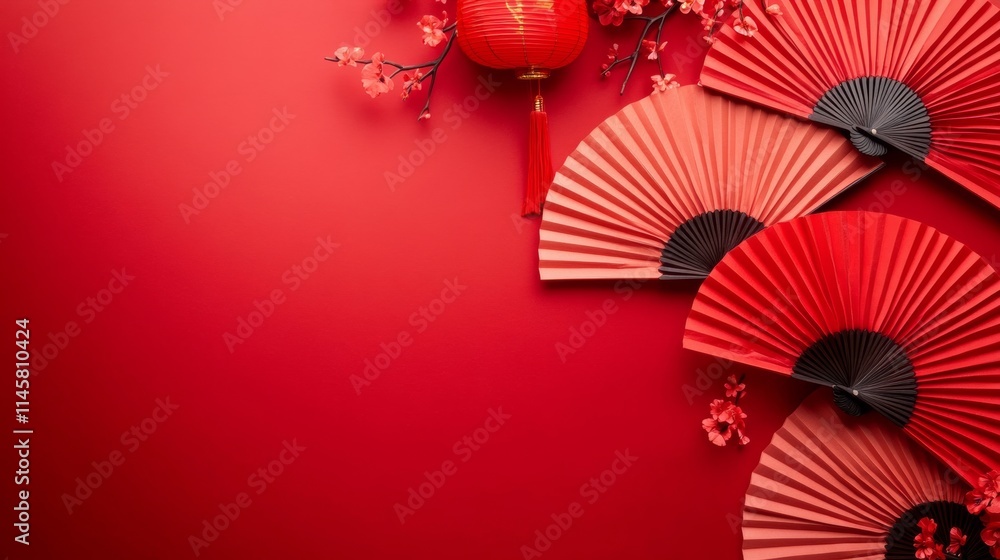 Obraz premium Celebrate Happy Chinese new year background concept. Top view.