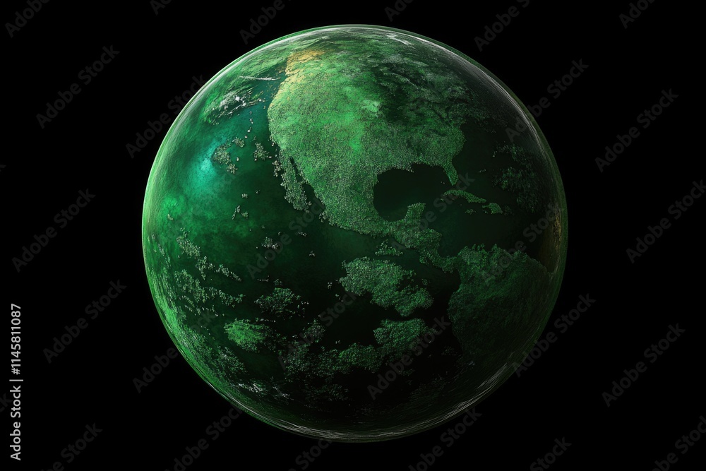 Eco Sphere: Vibrant Green Earth Globe Representing Nature and Environmental Consciousness Eco Sphere: Vibrant Green Earth Globe Representing Nature and Environmental Consciousness
