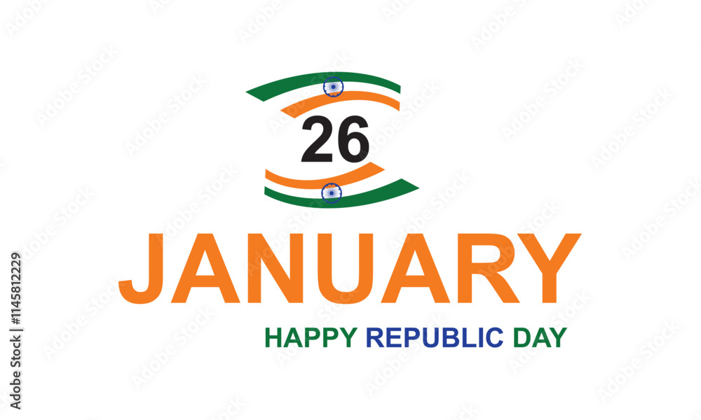 Fototapeta premium 26th January India republic day celebration background, banner with Indian flag . vector illustration. EPS 10