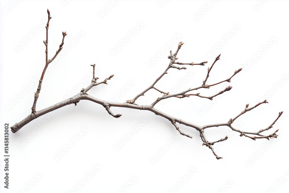 Dry tree branches isolated on white background, top view.. Dry tree branches isolated on white background, top view..