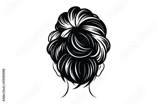 Woman with messy bun hair vector silhouette illustration