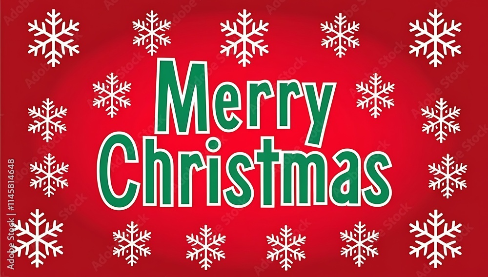 Merry Christmas greeting with snowflakes on red background Merry Christmas greeting with snowflakes on red background