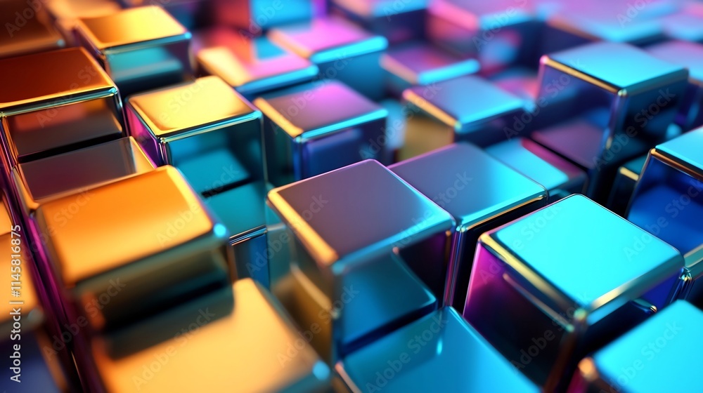 Captivating Futuristic Metallic Surface with Holographic Gradient Effect