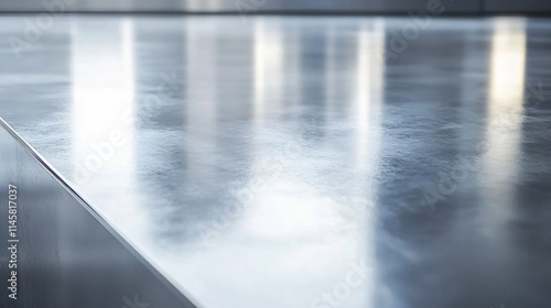 Polished Steel Surface with Warm and Cool Tone Reflections Showcasing Modern Industrial Aesthetic