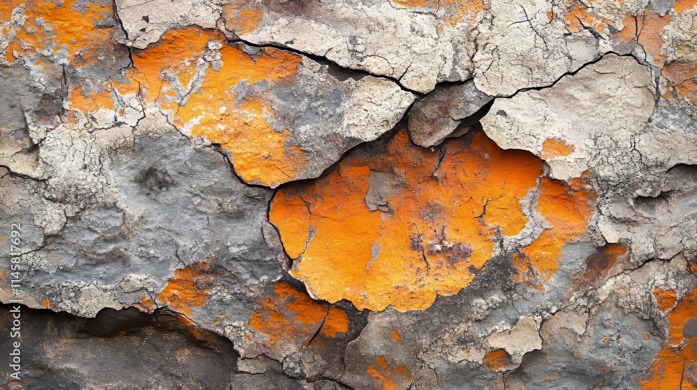 Weathered Stone Wall, Orange and Gray Texture, Natural Patterns, Close-Up, Background Weathered Stone Wall, Orange and Gray Texture, Natural Patterns, Close-Up, Background