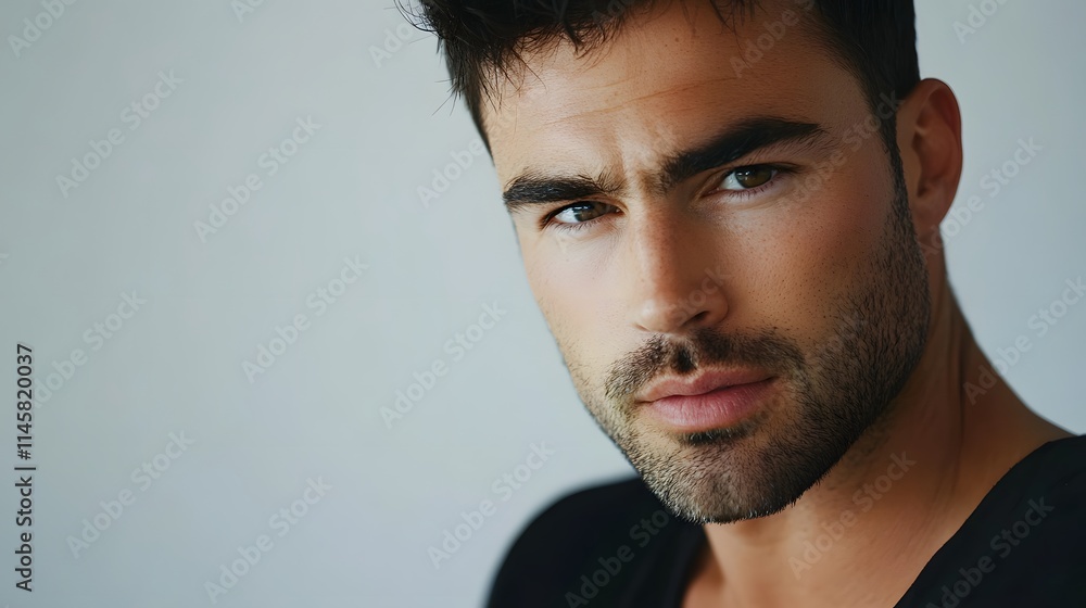 A Close Up Portrait Of A Handsome Man With Dark Hair A Close Up Portrait Of A Handsome Man With Dark Hair