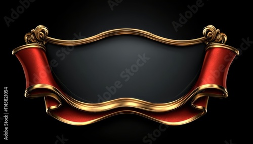Elegant Golden Frame with Red Ribbon Accents