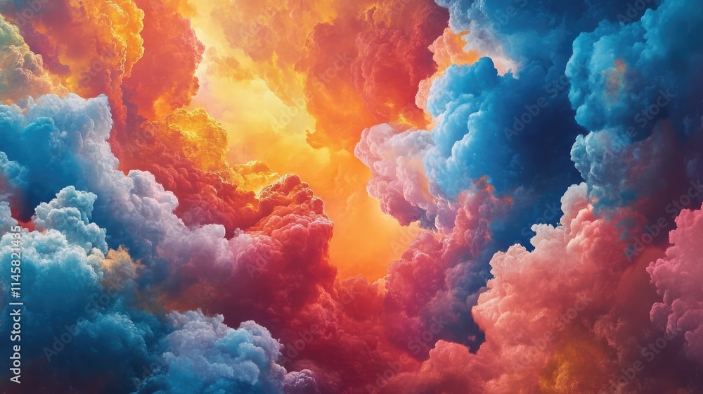 Fototapeta premium Vibrant Cloudscape with Dramatic Colors Illuminating the Sky at Sunset