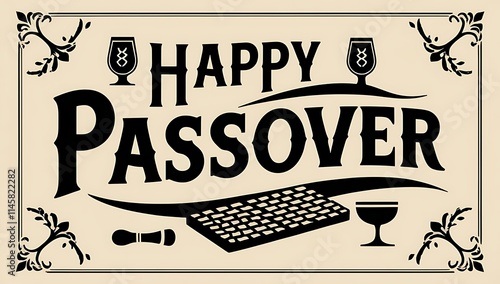 Happy Passover Holiday Festive Greetings Design photo