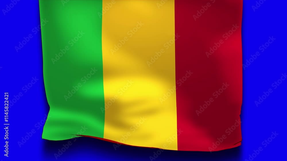 Mali Flag on Unfolding Cloth, 3d Motion Animation Mali Flag Insolated Blue Screen Mali Flag on Unfolding Cloth, 3d Motion Animation Mali Flag Insolated Blue Screen