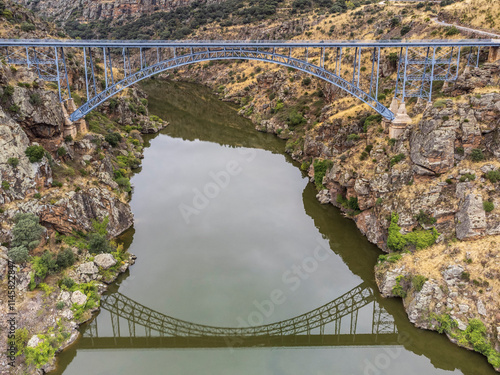 Requejo viaduct bridge (Puente de Pino​) Duero river, Pino del Oro and Villadepera, province of Zamora, Autonomous Community of Castile and Leon, Spain photo