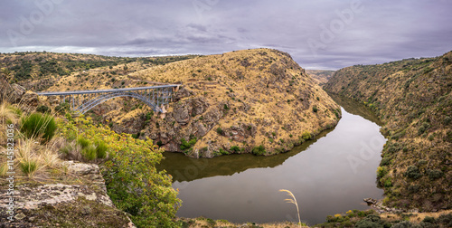 Requejo viaduct bridge (Puente de Pino​) Duero river, Pino del Oro and Villadepera, province of Zamora, Autonomous Community of Castile and Leon, Spain photo