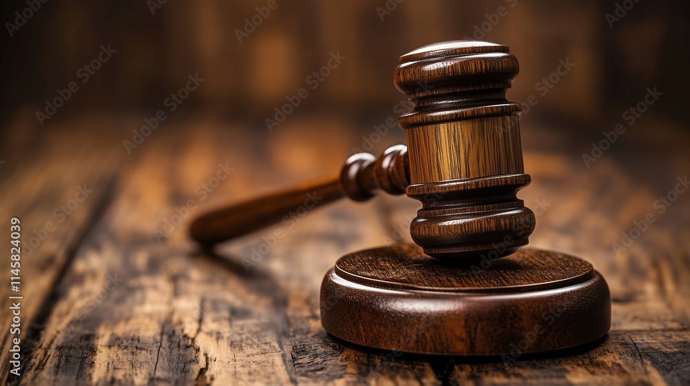 judge's gavel is placed on a wooden table. judge's gavel is placed on a wooden table.