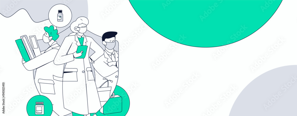 Medical characters fighting the epidemic flat vector concept operation hand drawn illustration
Medical characters fighting the epidemic flat vector concept operation hand drawn illustration