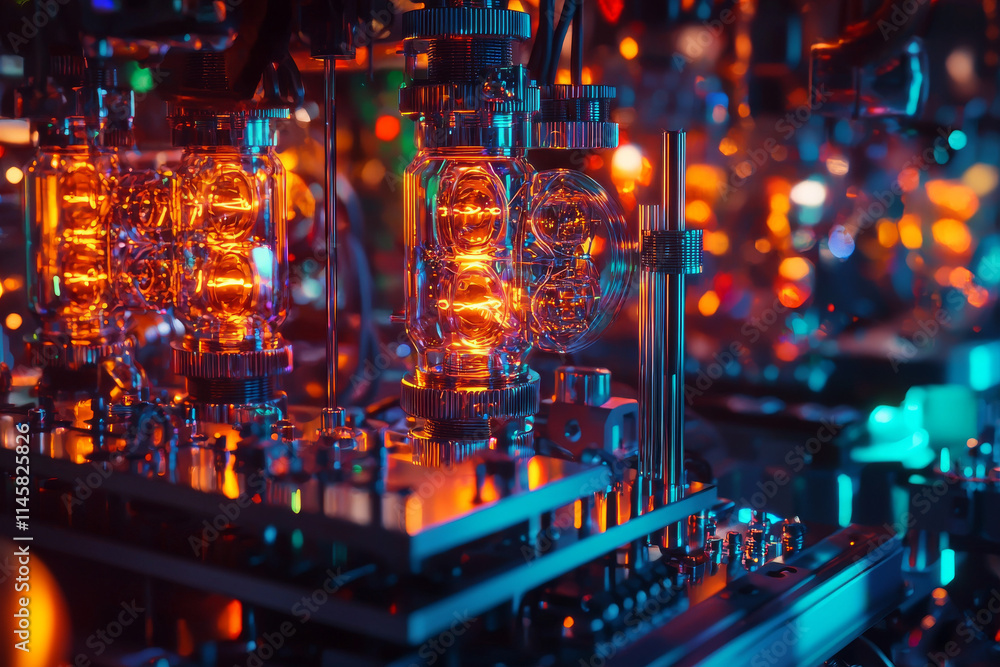 Fototapeta premium Quantum Random Number Generator: Nanoscopic Precision, Vibrant Hues