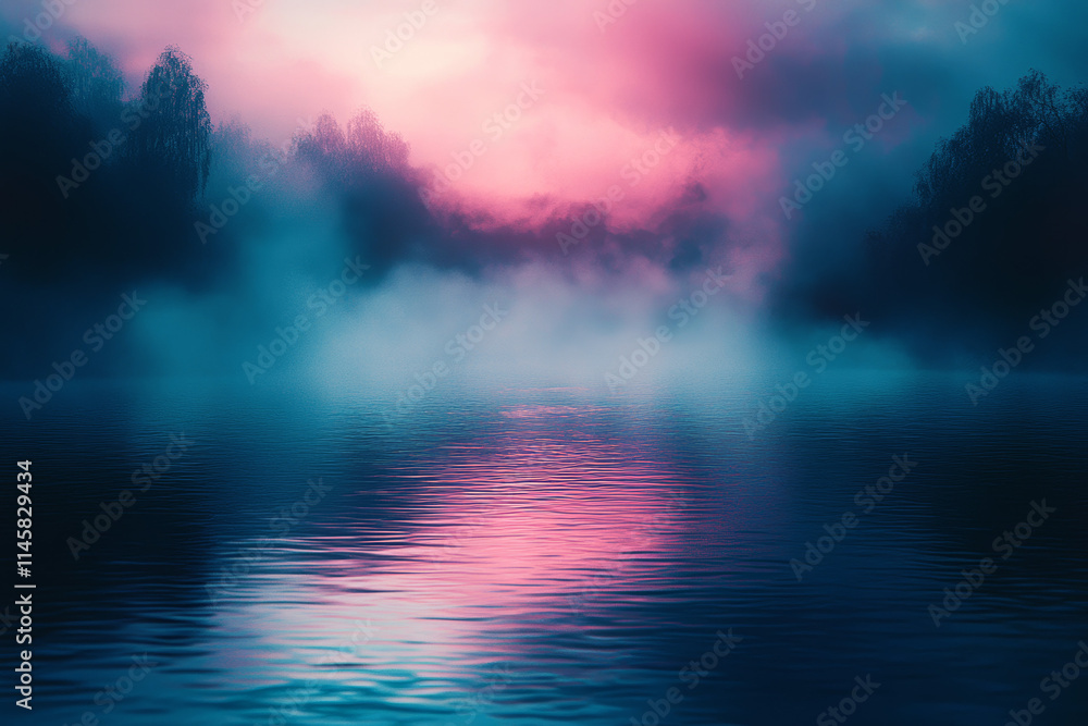 Fototapeta premium Ethereal River Scene, Mystical Ambience, Macro Lens, Intricate Details, Otherworldly Colors