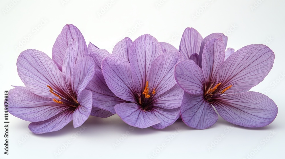 Obraz premium close up of saffron flower stock photo isolated on a white background saffron flower