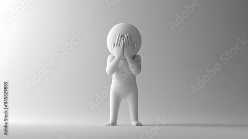 Fearful 3D Stick Figure