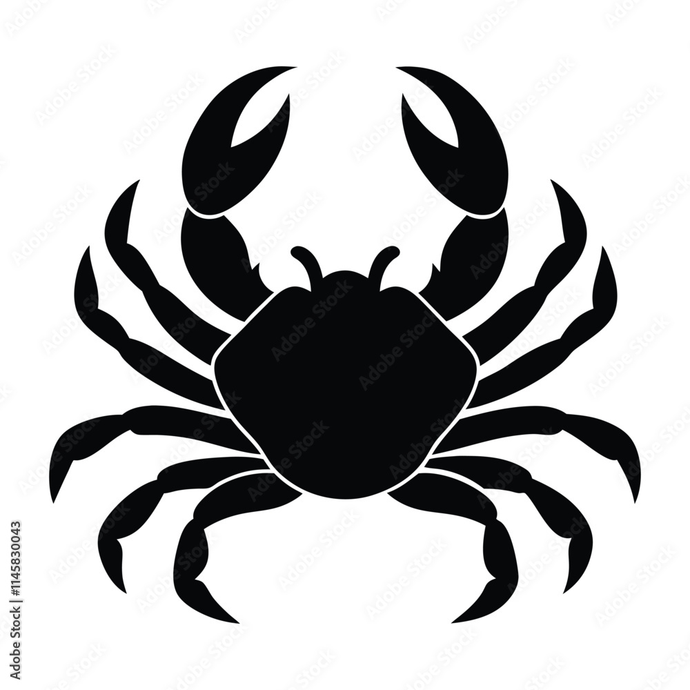 A crab silhouette vector art illustration. A crab silhouette vector art illustration.