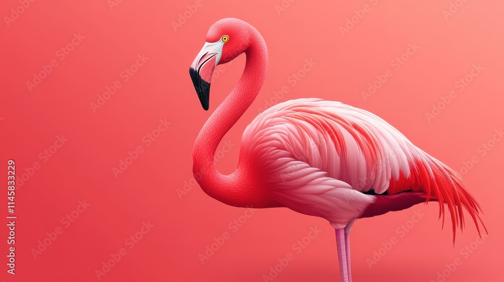 Fototapeta premium illustration of a flamingo isolated on a white background flamingo