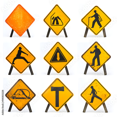 Free Download Traffic and safety signs display urban area photography bright environment aerial view warning concepts - GFXLoad