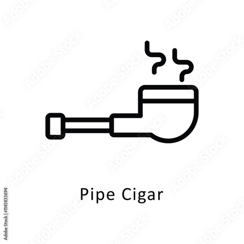 Pipe Cigar Vector Outline Icon. Eps 10 file 