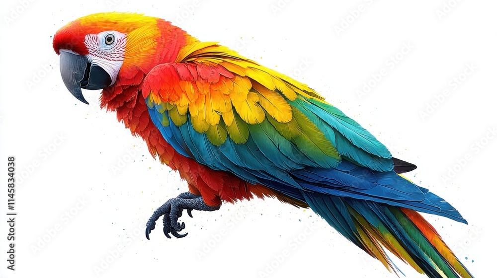 Obraz premium illustration of a parrot isolated on a white background parrot