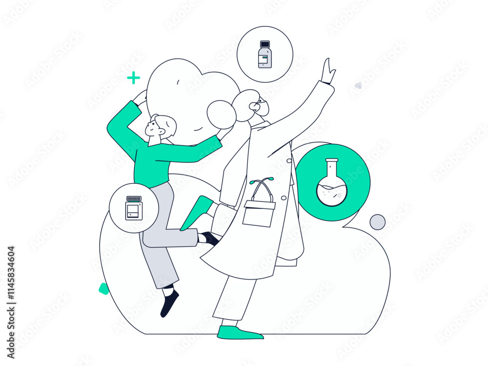Medical characters fighting the epidemic flat vector concept operation hand drawn illustration
Medical characters fighting the epidemic flat vector concept operation hand drawn illustration