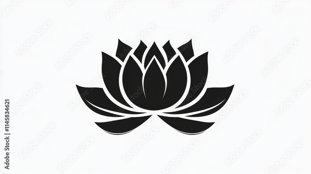 23.An intricate black lotus icon with clean, symmetrical lines, each petal forming a stylized, elegant shape. The silhouette is bold yet refined, making it a versatile choice for logos, decorative 23.An intricate black lotus icon with clean, symmetrical lines, each petal forming a stylized, elegant shape. The silhouette is bold yet refined, making it a versatile choice for logos, decorative
