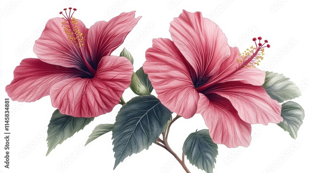 illustration of a red hibiscus flower isolated on a white background hibiscus flower illustration of a red hibiscus flower isolated on a white background hibiscus flower