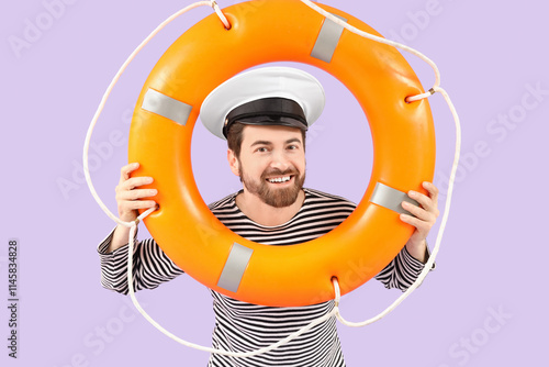 Male sailor with rescue rin...