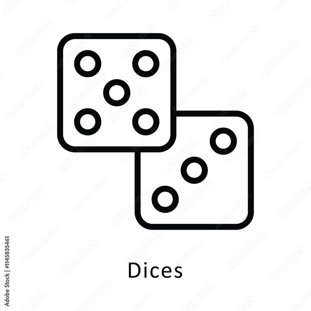 Dices Vector Outline Icon. Eps 10 file Dices Vector Outline Icon. Eps 10 file