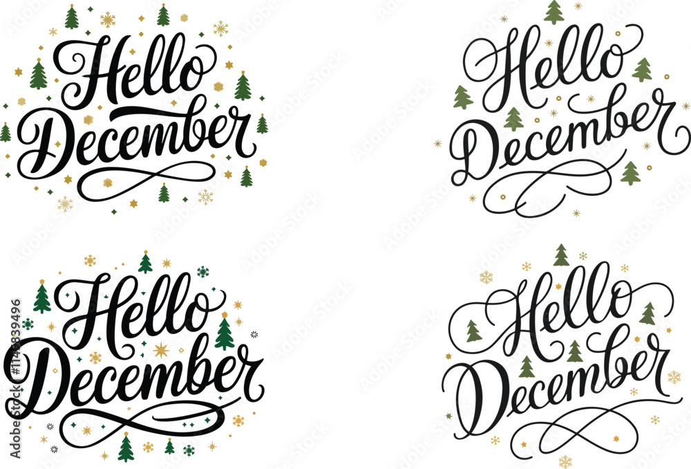 hello December typography design vector art hello December typography design vector art