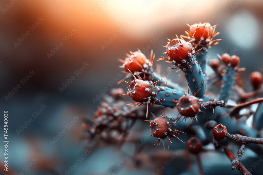 Stunning close-up of colorful cactus fruits under warm sunlight in a desert landscape Stunning close-up of colorful cactus fruits under warm sunlight in a desert landscape