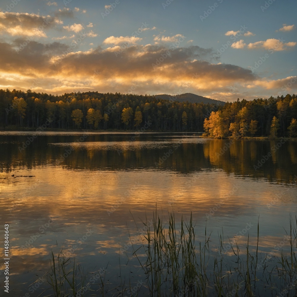 Fototapeta premium sunset on the lake
