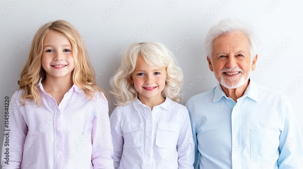 Happy grandfather with two granddaughters. Happy grandfather with two granddaughters.