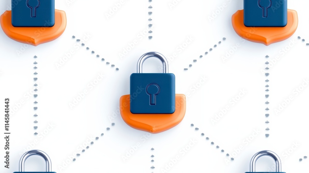A graphic representation of interconnected security locks symbolizing data protection and network security. A graphic representation of interconnected security locks symbolizing data protection and network security.